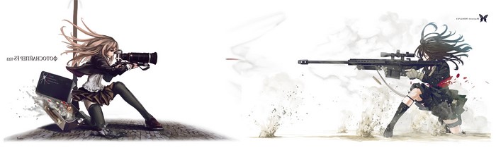 Anime girls with sniper rifle and camera