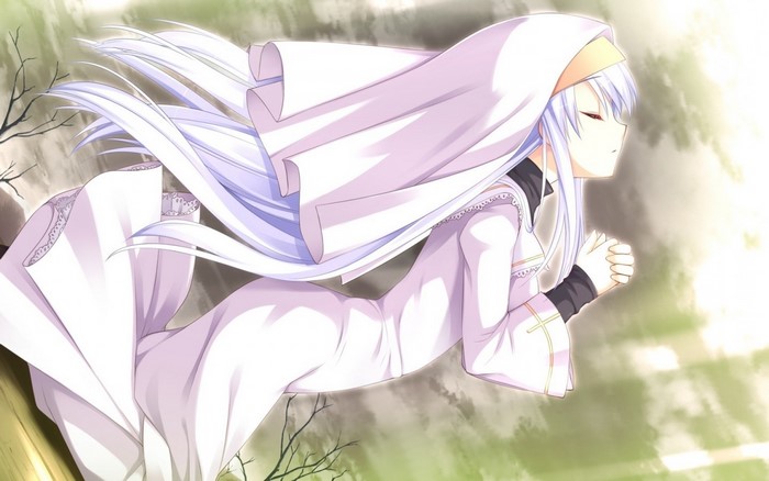 Anime girl in white praying