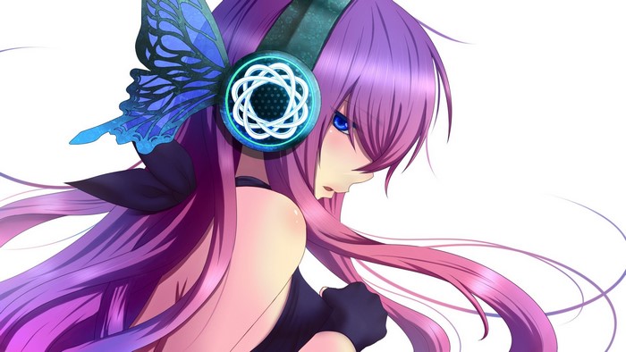 Megurine Luka from Vocaloid with butterfly headphones