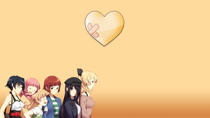 Katawa Shoujo characters with a bandaged heart