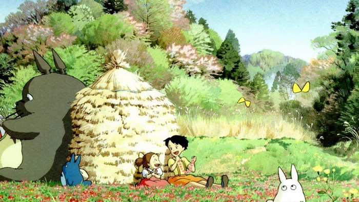 My Neighbor Totoro characters in a field