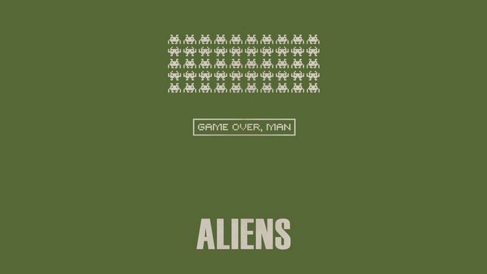 Aliens Game Over Man Retro Space Invaders