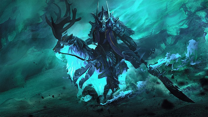 Abaddon from Dota 2 riding a spectral steed