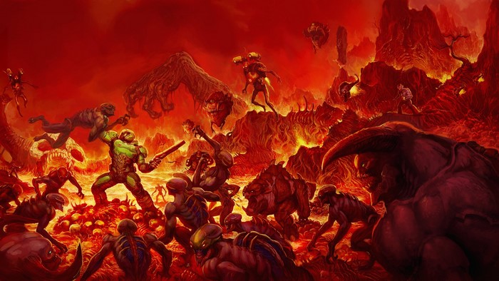 Doom Eternal Intense Demon Battle Scene