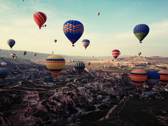 Hot air balloons over Cappadocia, Turkey