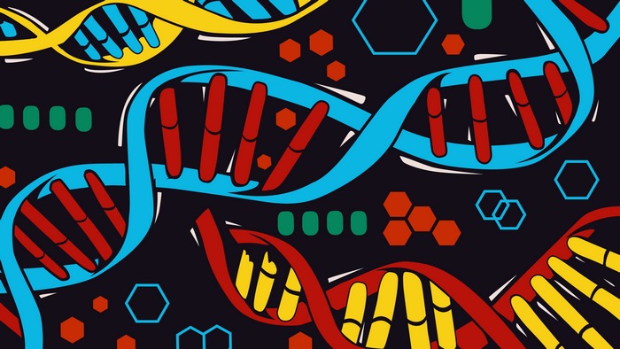 Colorful DNA Strands Digital Art