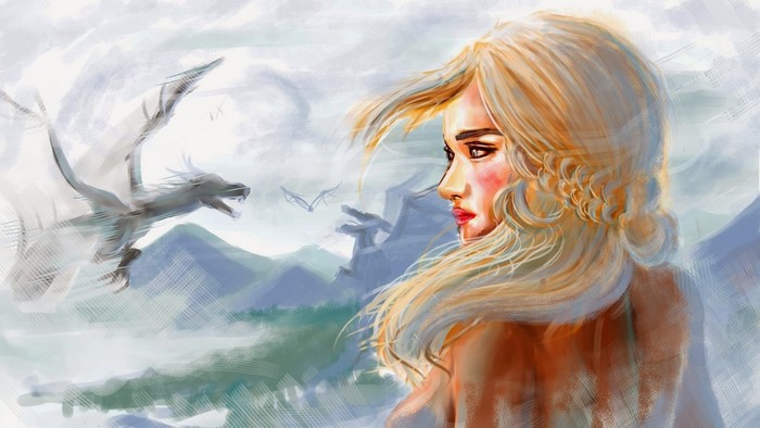 Daenerys Targaryen and dragons fan art