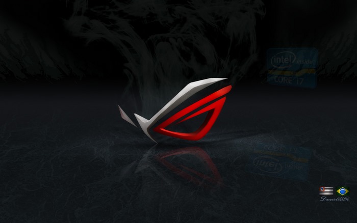 ASUS ROG logo with Intel Core i7 sticker