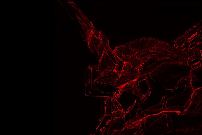 Gundam Unicorn Red Neon Outline