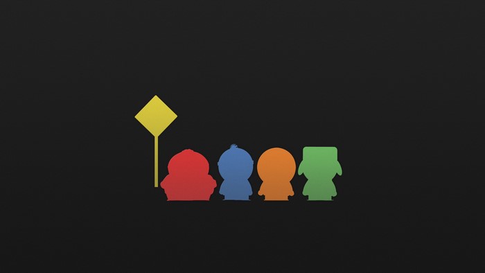 South Park characters with a yellow sign