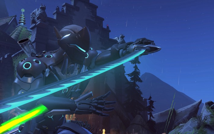 Genji from Overwatch with glowing sword
