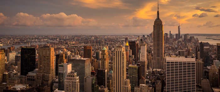 New York City Skyline at Sunset with Empire State Building