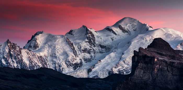 Mont Blanc mountains at sunset