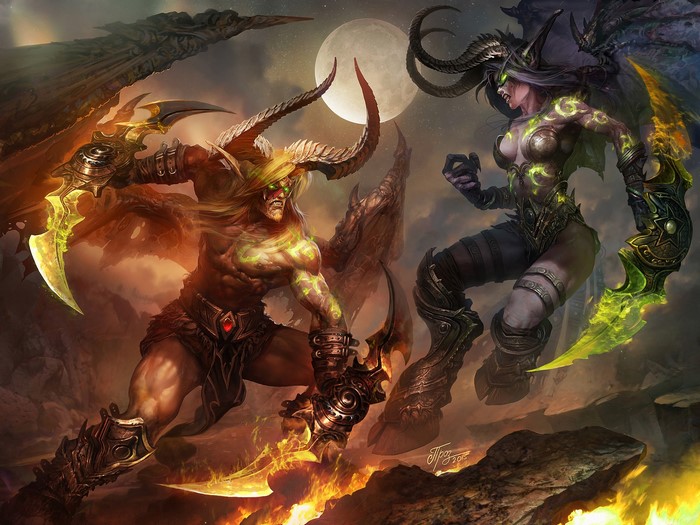Illidan Stormrage and Azshara from Warcraft