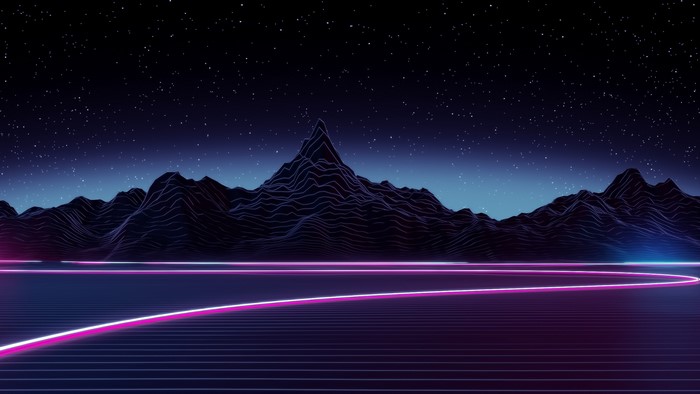 Neon Retro Futuristic Mountain Landscape