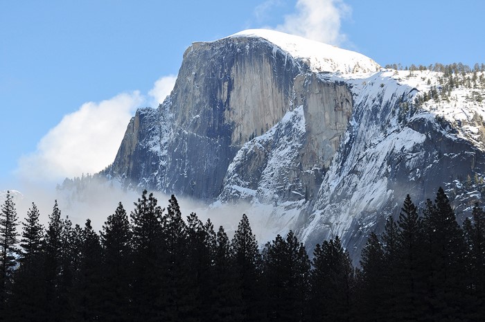 Half Dome in Yosemite National Park during winter