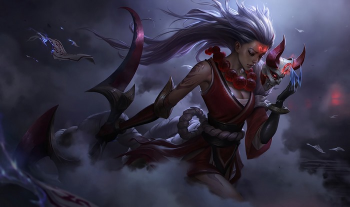 Diana from League of Legends holding a mask