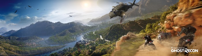 Tom Clancy's Ghost Recon Wildlands helicopter and soldiers