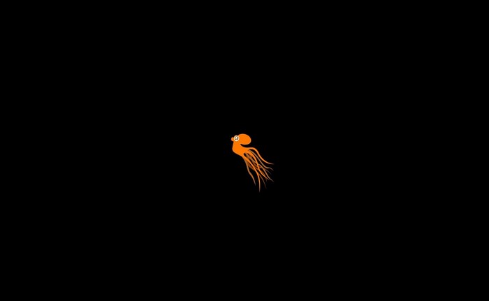 Minimalist orange octopus artwork