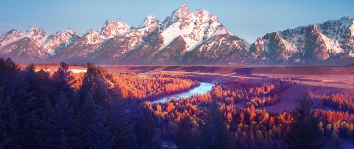 Grand Teton Mountains and Snake River at Sunrise