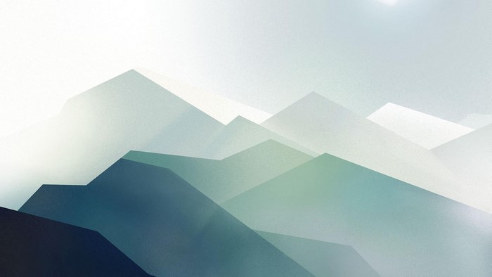 Minimalist geometric mountains in soft light