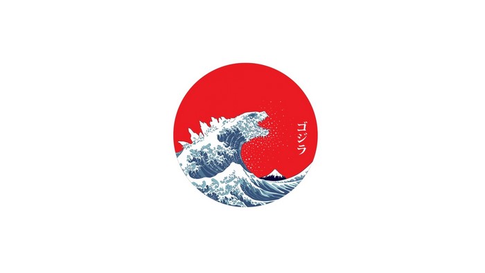 Godzilla in The Great Wave off Kanagawa style
