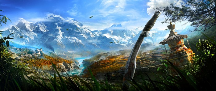 Far Cry 4 landscape with mountains and village