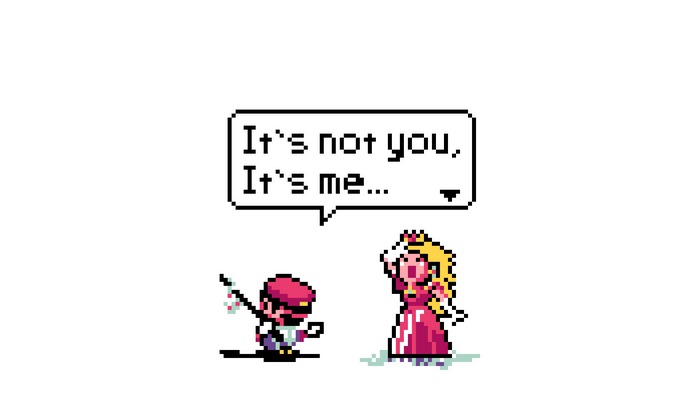 Mario and Peach from Super Mario pixel art