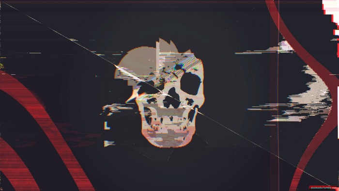 Glitch art skull abstract cyberpunk webpunk