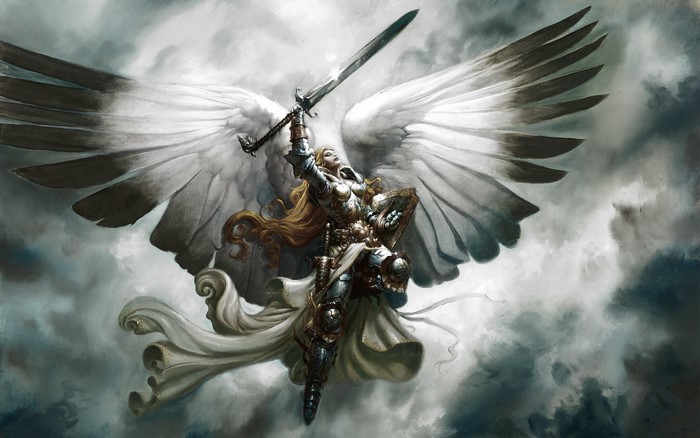 Angel warrior with sword and shield from Magic the Gathering