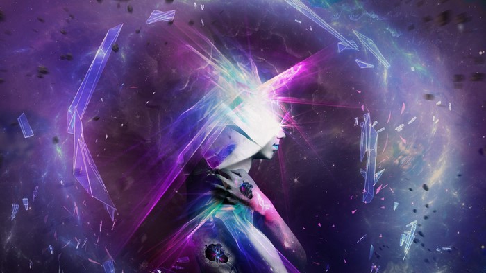Abstract digital art of a person with glowing energy
