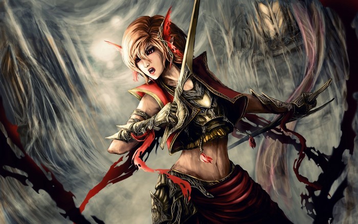 Elf warrior with sword and armor