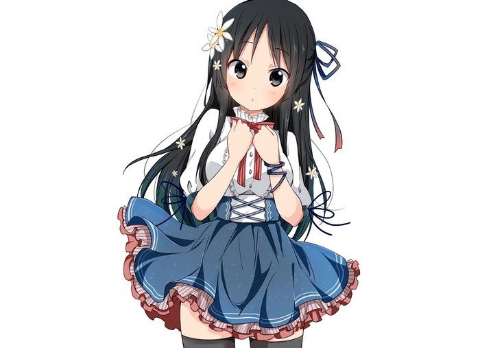 Akiyama Mio from K-On! with flowers in her hair