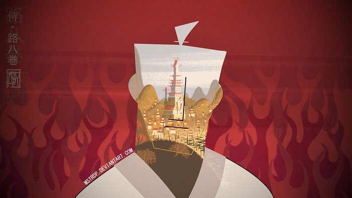 Samurai Jack in a landscape