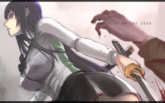 Saeko Busujima from Highschool of the Dead with a sword
