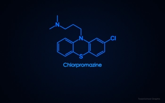 Chlorpromazine chemical structure neon blue