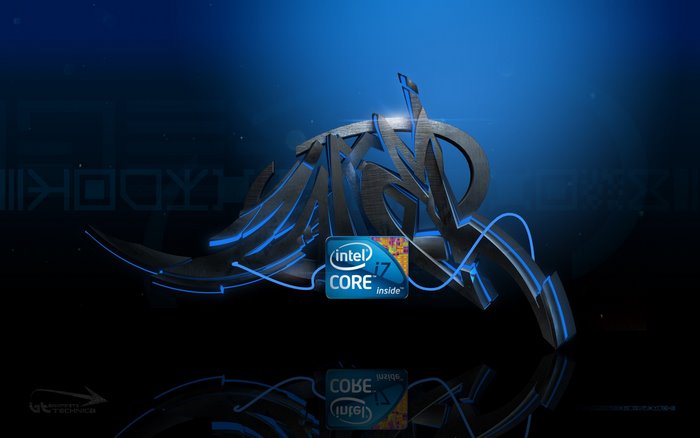 Intel Core i7 graffiti logo with blue accents