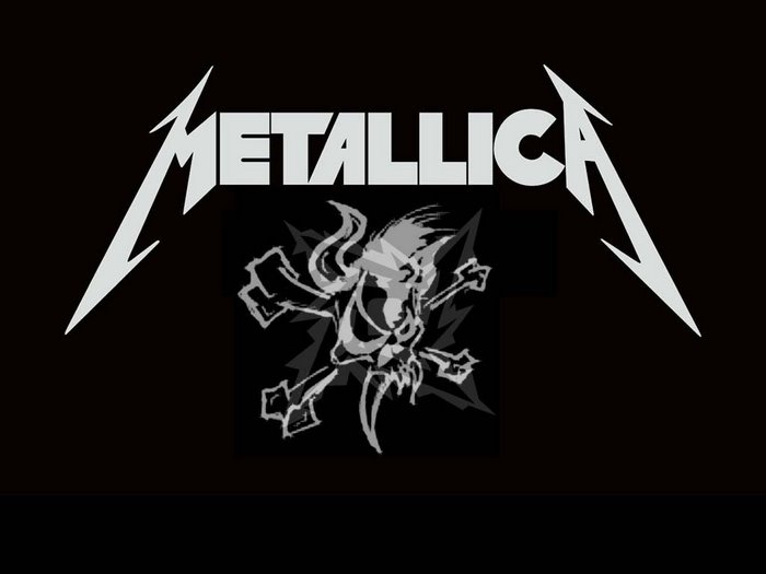 Metallica logo with skull and crossbones