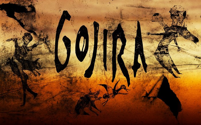 Gojira band logo with abstract figures