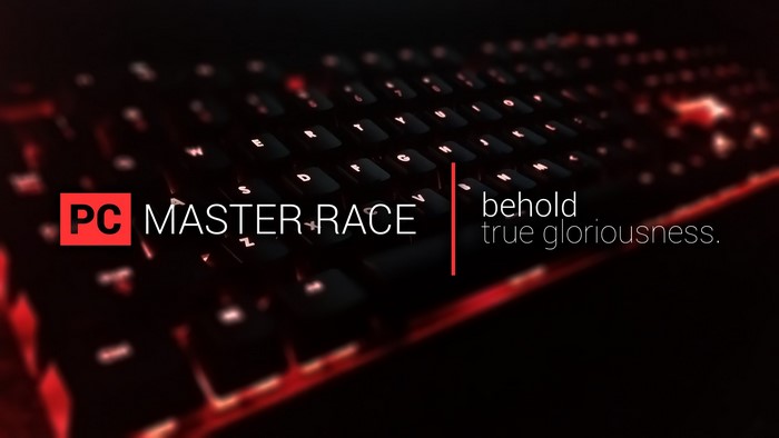 PC Master Race keyboard with text