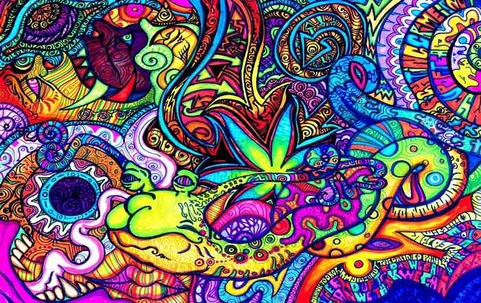 Psychedelic abstract art with vibrant colors