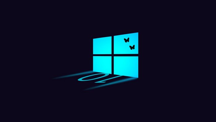 Windows 10 logo with butterflies