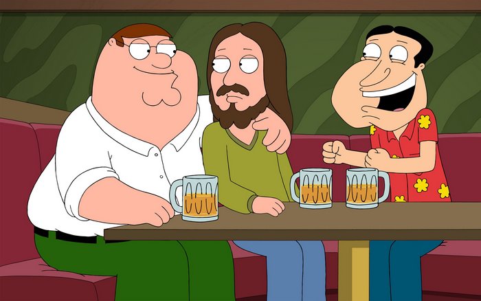 Peter Griffin, Jesus, and Glenn Quagmire from Family Guy