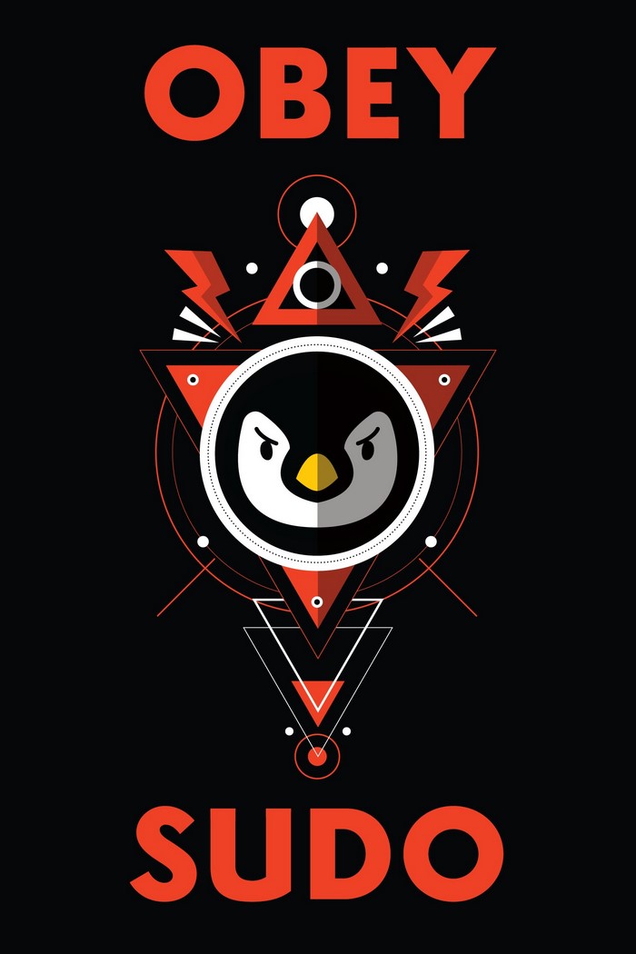 Tux the Linux Penguin with "Obey Sudo" text