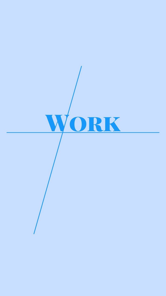 The word WORK intersected by two lines