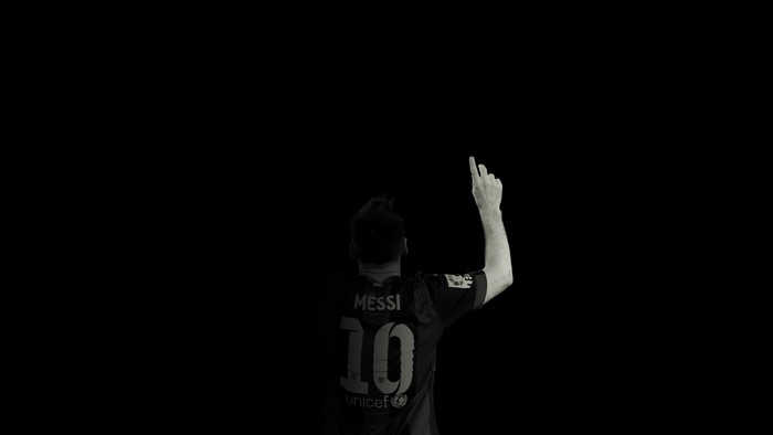 Lionel Messi Celebrating with Raised Finger