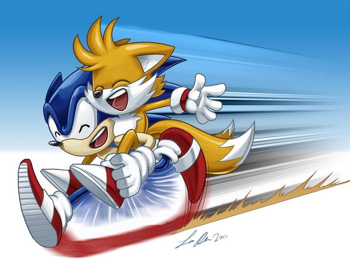 Sonic the Hedgehog and Tails running