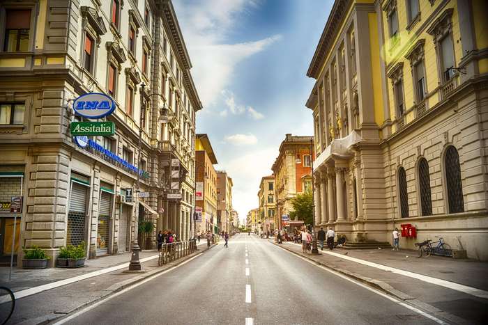 Street in Italy with historical buildings