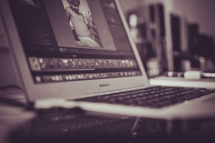MacBook Air with photography editing software