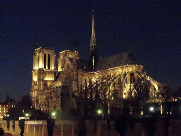 Notre Dame Cathedral at night in Paris